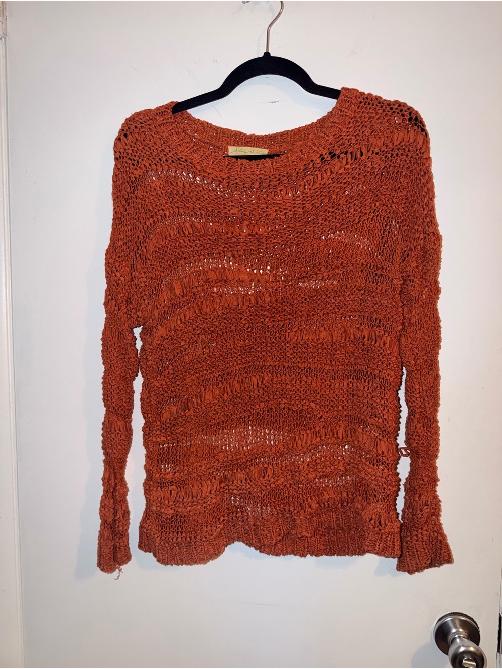 Open-Knit Rust Orange Women’s Sweater